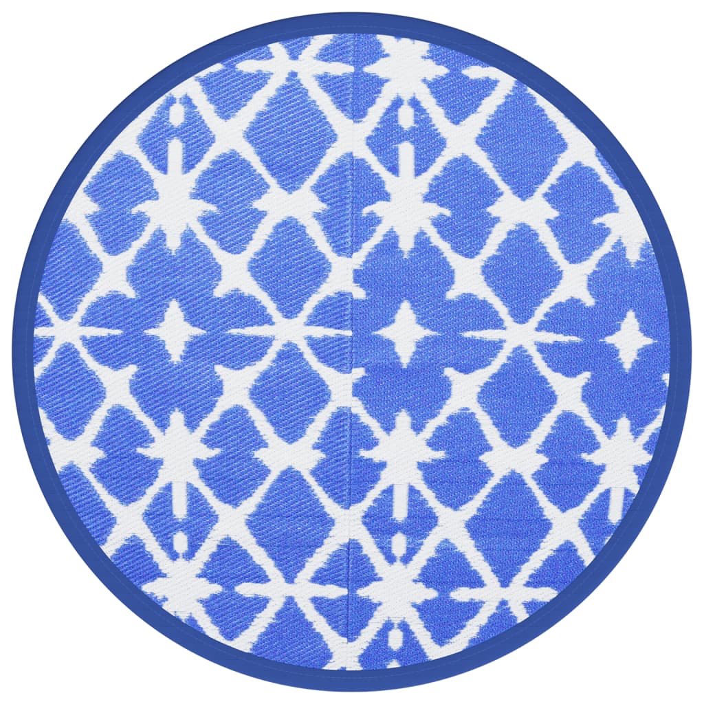 Outdoor Carpet ARAKIL Blue and White Ø160 cm PP