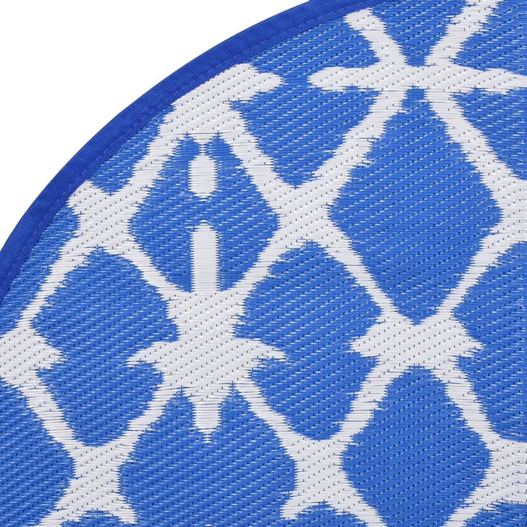 Outdoor Carpet ARAKIL Blue and White Ø160 cm PP