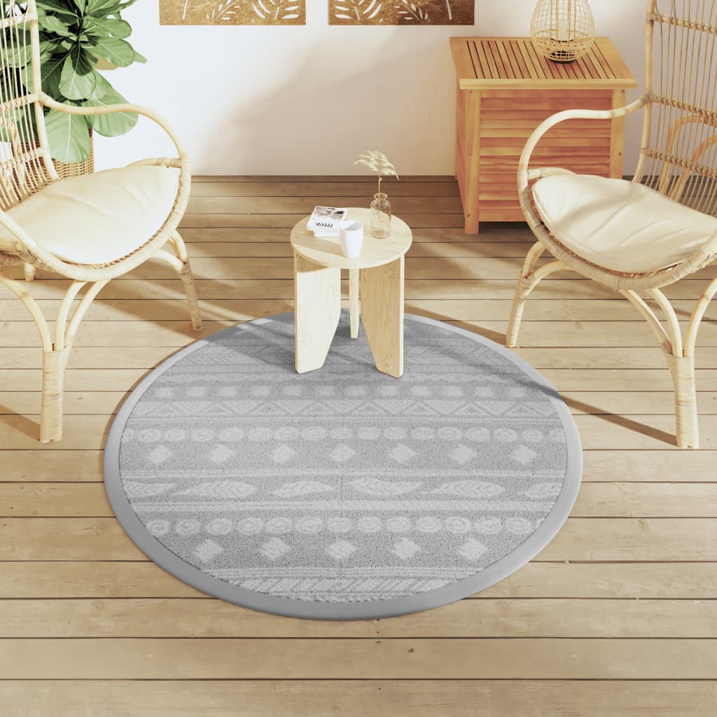 vidaXL Outdoor Carpet Grey Ø120 cm PP