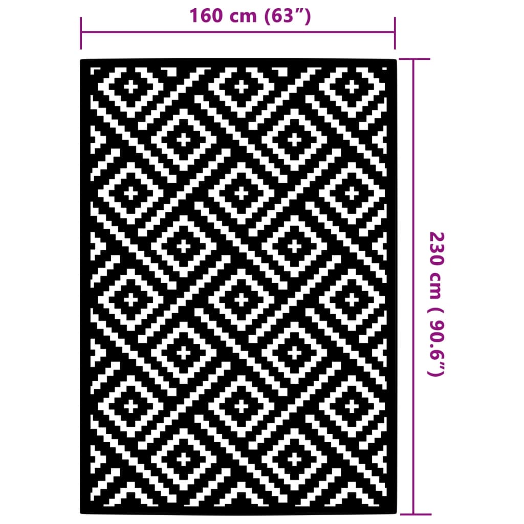 vidaXL Outdoor Carpet White and Black 160x230 cm PP