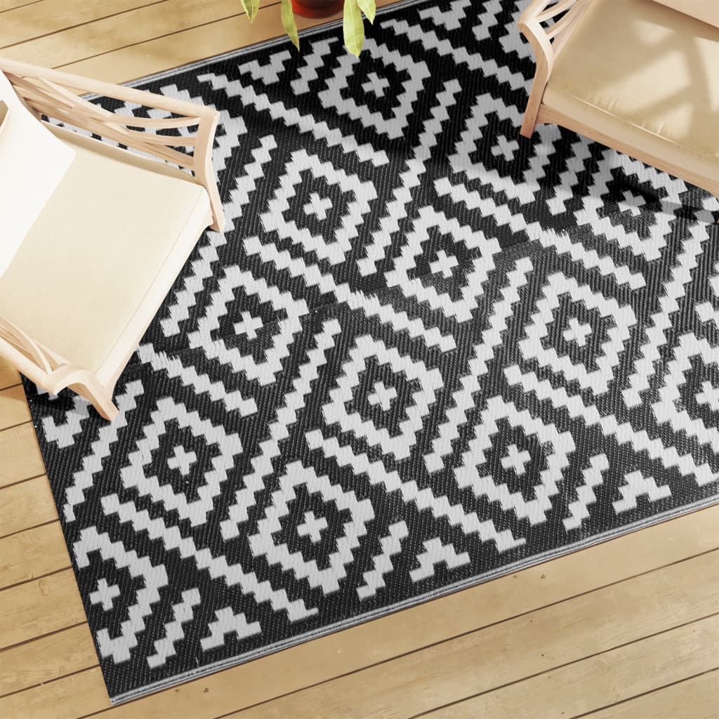 vidaXL Outdoor Carpet White and Black 160x230 cm PP