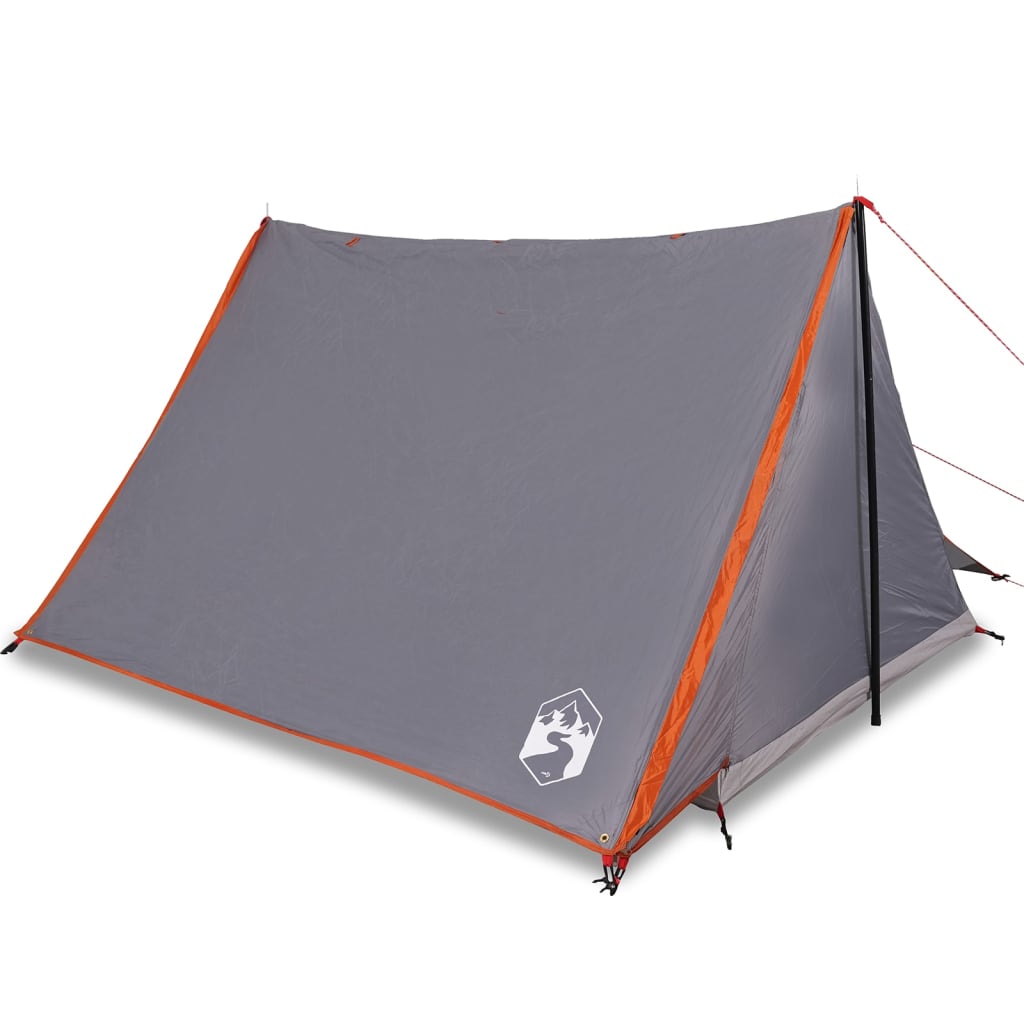 vidaXL Camping Tent 2-Person Grey and Orange Waterproof