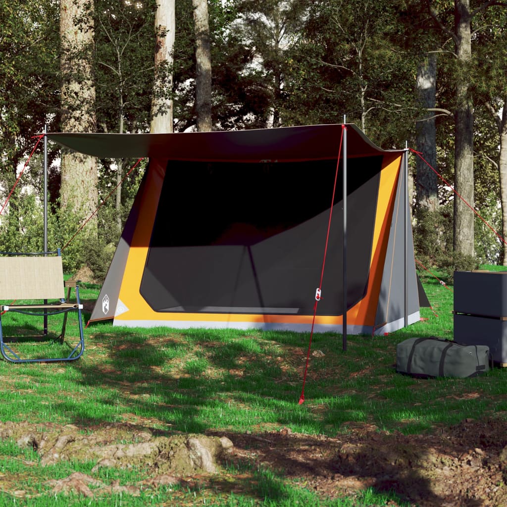 vidaXL Camping Tent 2-Person Grey and Orange Waterproof