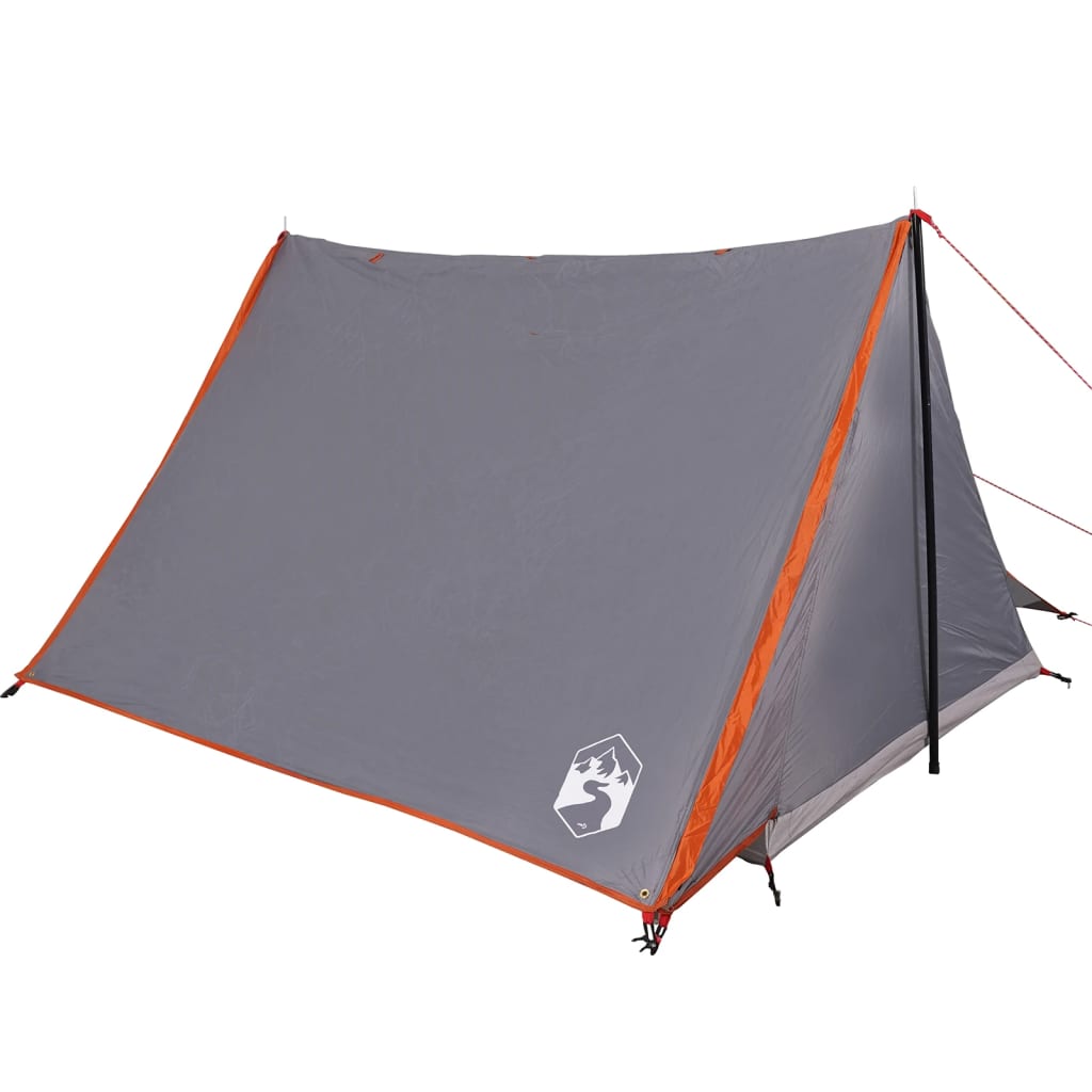 vidaXL Camping Tent 2-Person Grey and Orange Waterproof