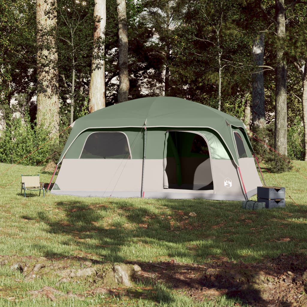 vidaXL Family Tent Cabin 10-Person Green Waterproof