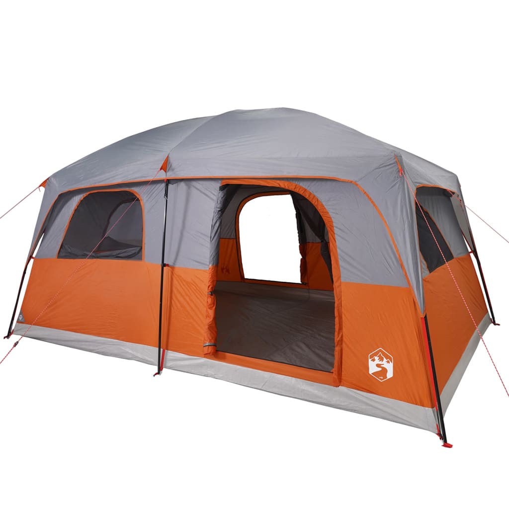 vidaXL Family Tent Cabin 10-Person Grey and Orange Waterproof