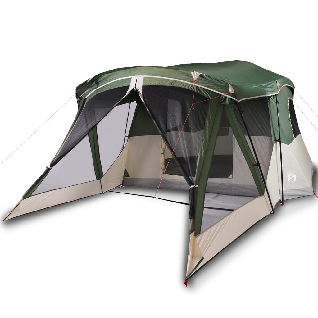 vidaXL Camping Tent with Porch 4-Person Green Waterproof