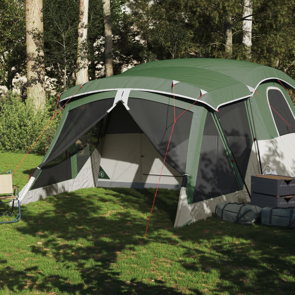 vidaXL Camping Tent with Porch 4-Person Green Waterproof