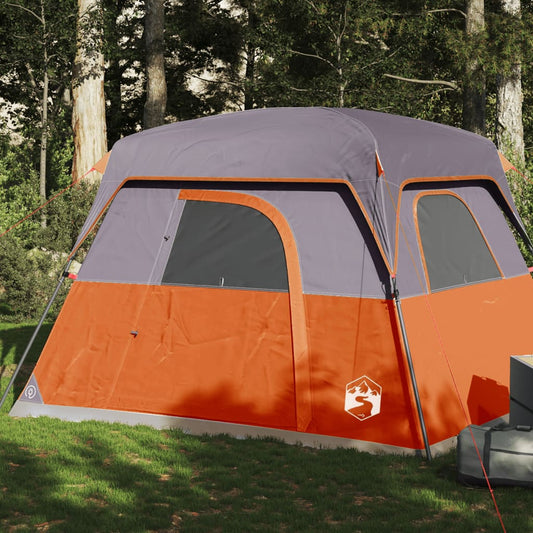 vidaXL Camping Tent Cabin 4-Person Orange Waterproof