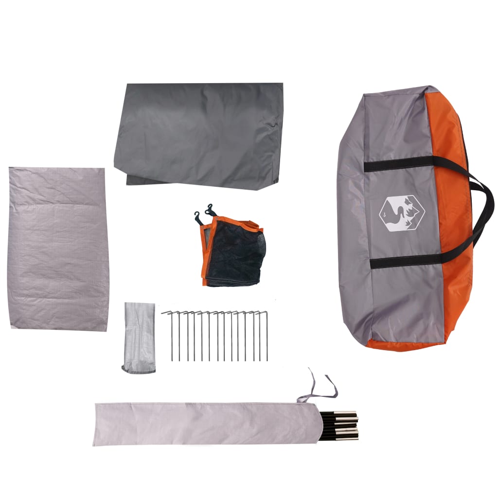 vidaXL Family Tent with Porch 6-Person Grey and Orange Waterproof