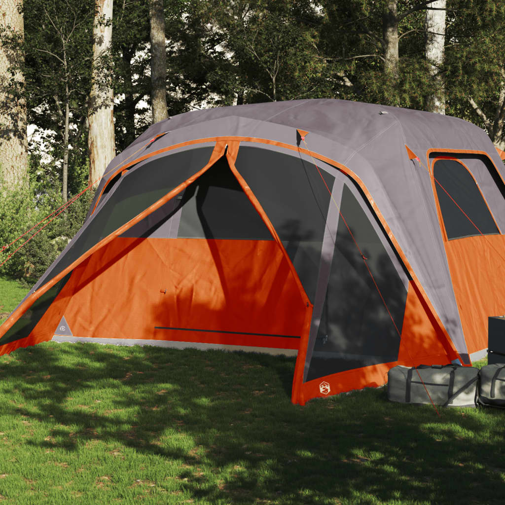 vidaXL Family Tent with Porch 6-Person Grey and Orange Waterproof