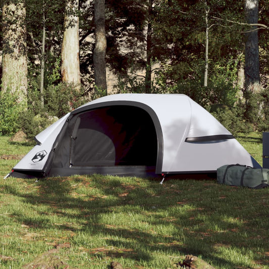 vidaXL Camping Tent Dome 1-Person White Blackout Fabric Waterproof