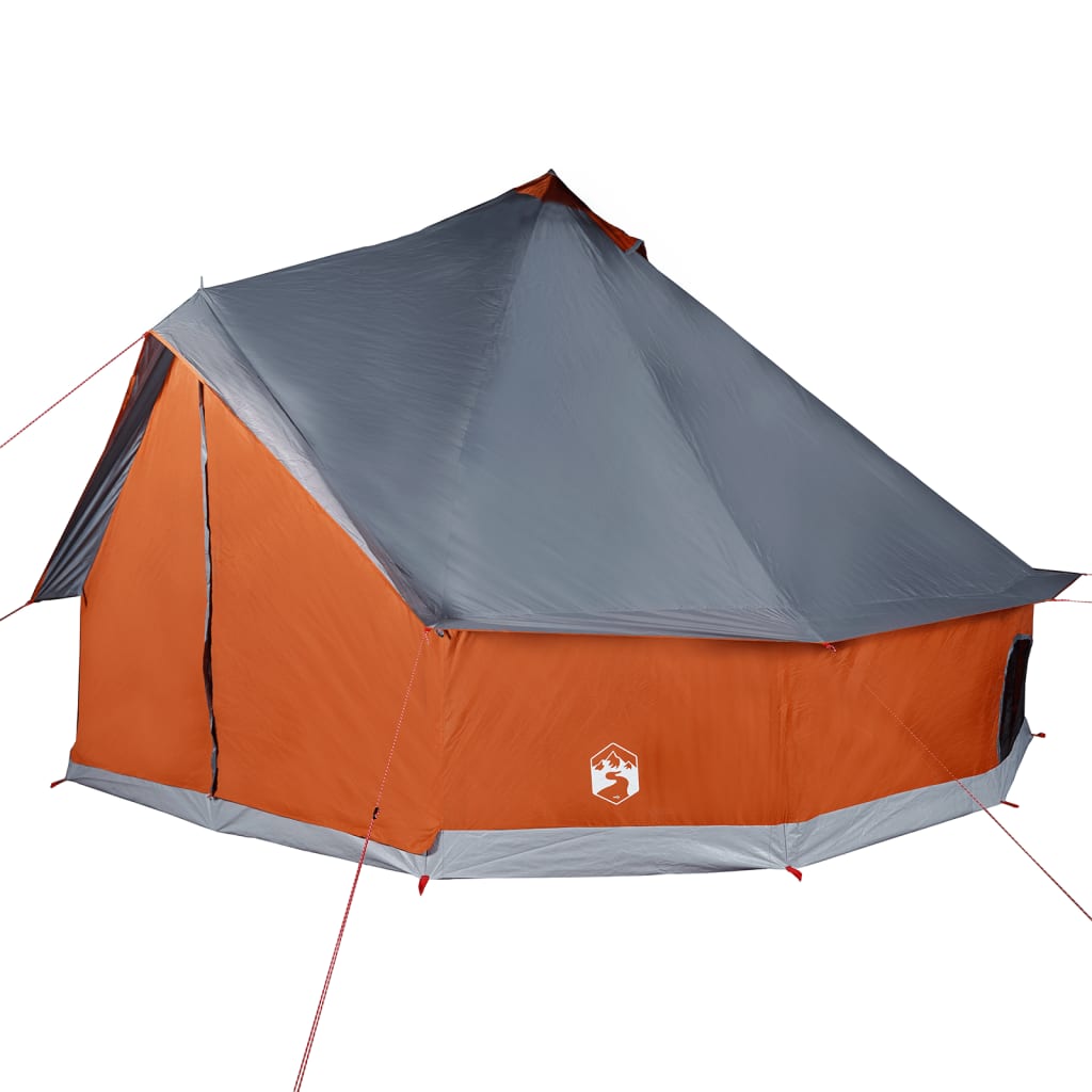 vidaXL Family Tent Tipi 12-Person Grey and Orange Waterproof