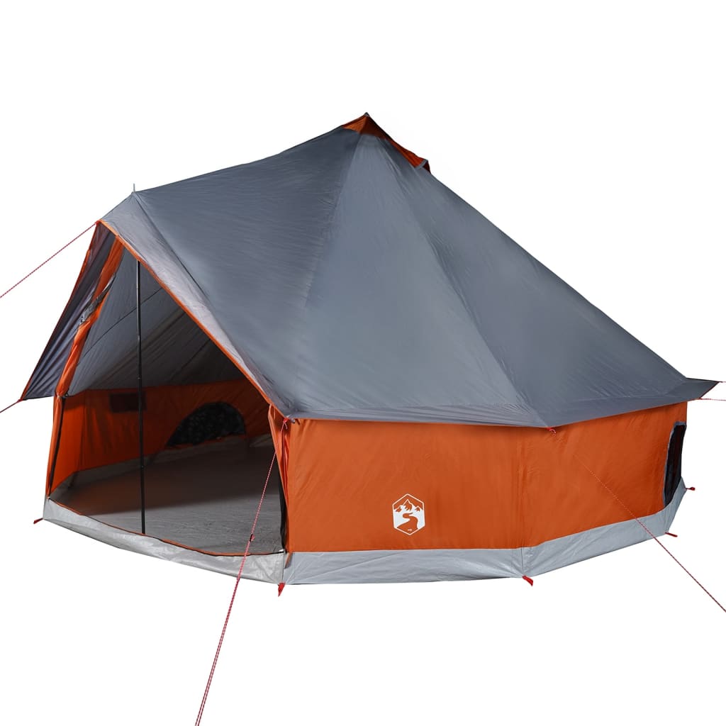 vidaXL Family Tent Tipi 12-Person Grey and Orange Waterproof