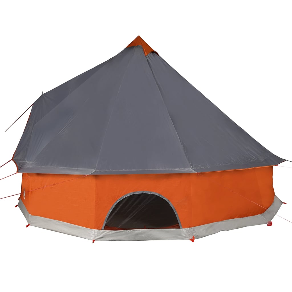 vidaXL Family Tent Tipi 12-Person Grey and Orange Waterproof