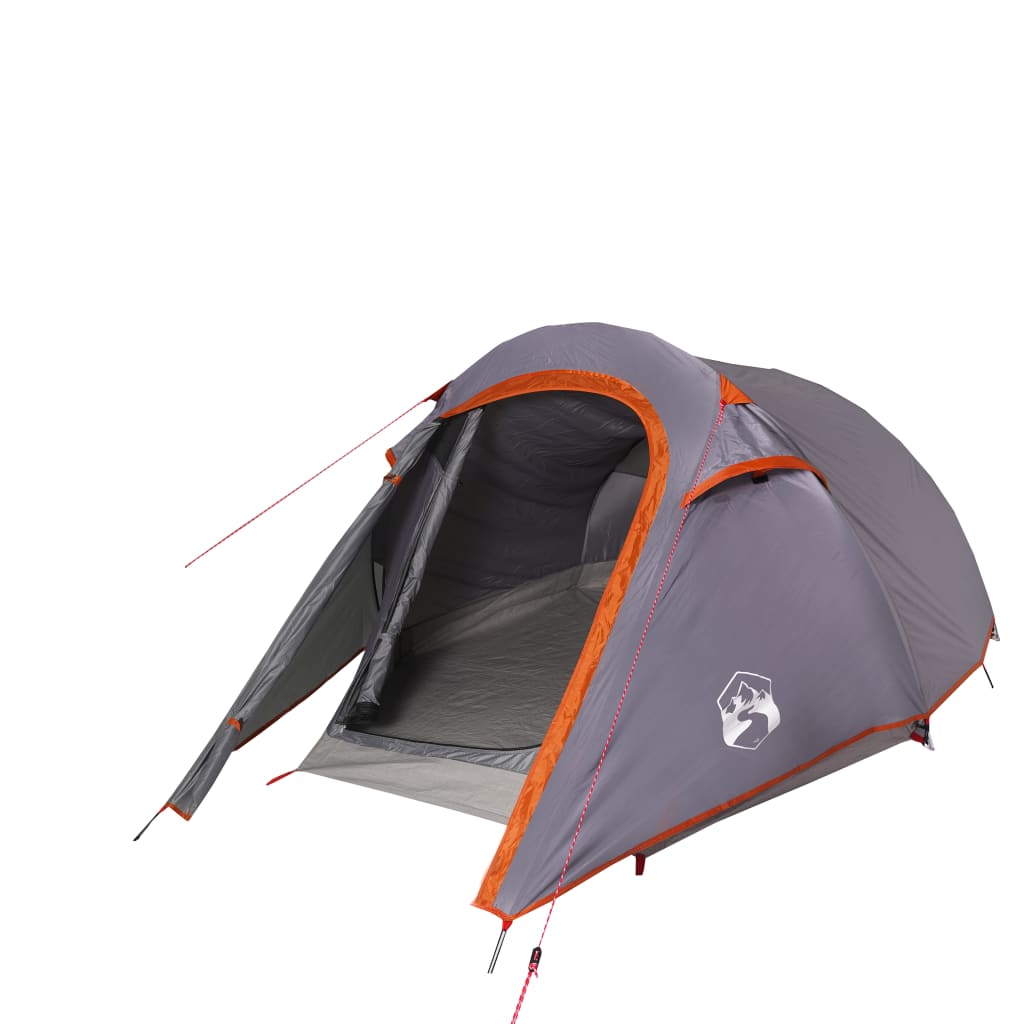 vidaXL Camping Tent Tunnel 3-Person Grey and Orange Waterproof