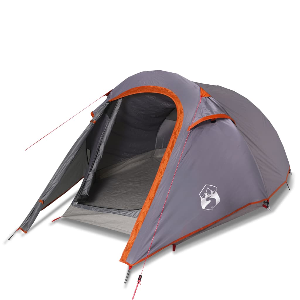 vidaXL Camping Tent Tunnel 3-Person Grey and Orange Waterproof