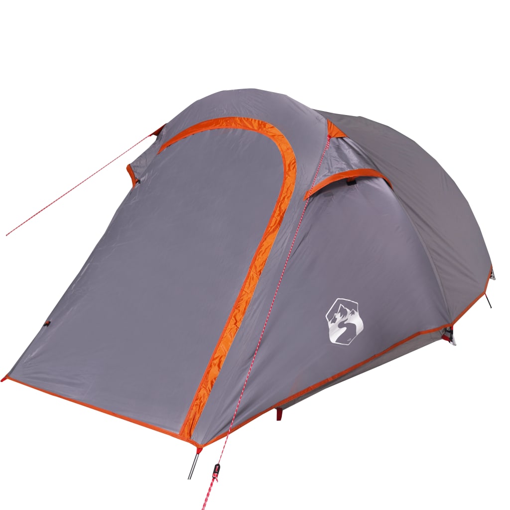 vidaXL Camping Tent Tunnel 3-Person Grey and Orange Waterproof