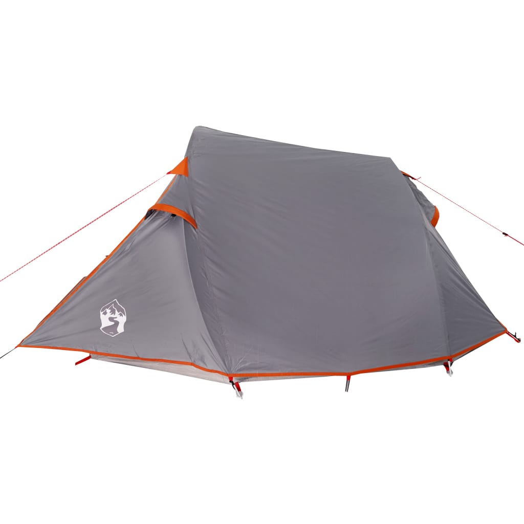 vidaXL Camping Tent Tunnel 3-Person Grey and Orange Waterproof