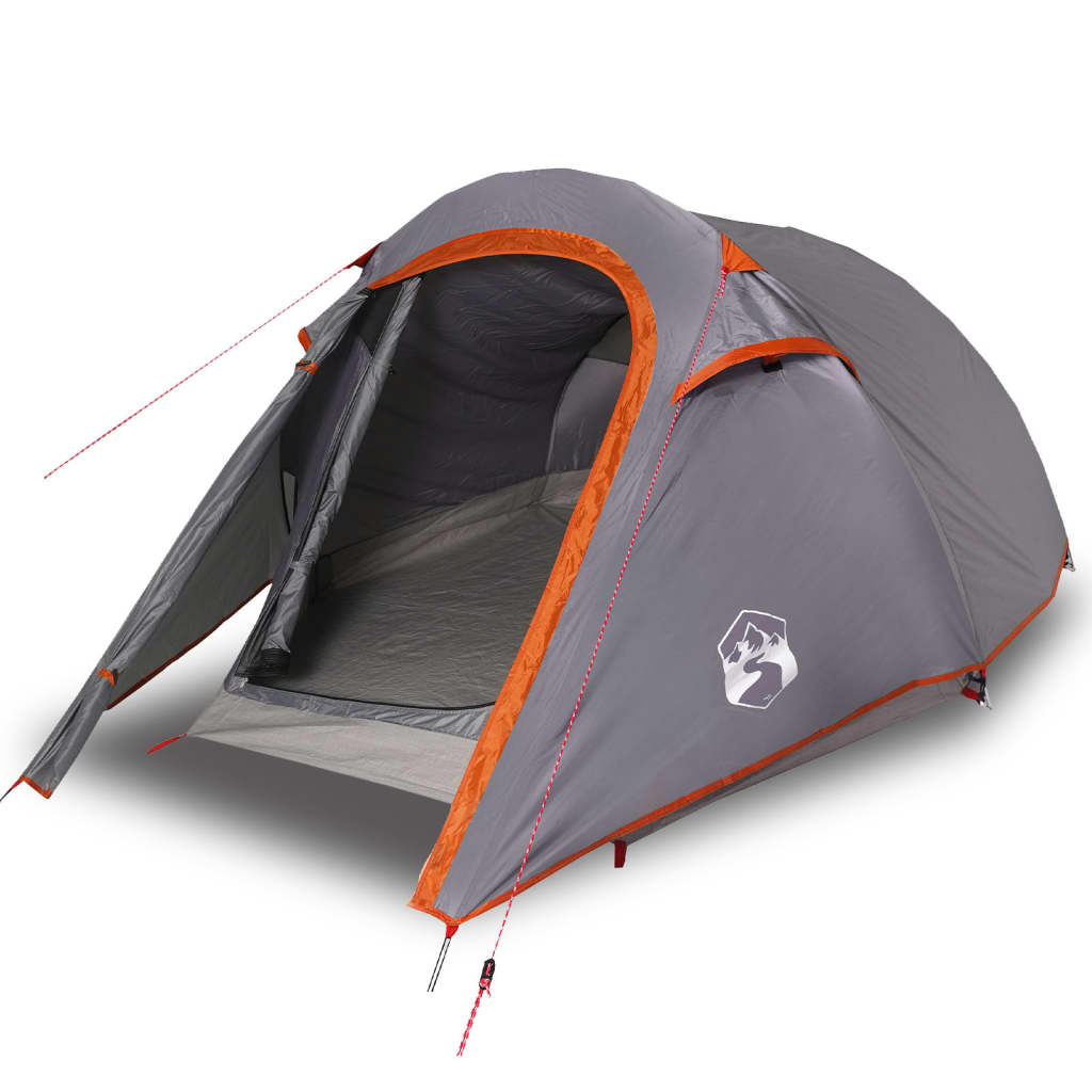 vidaXL Camping Tent Tunnel 2-Person Grey and Orange Waterproof