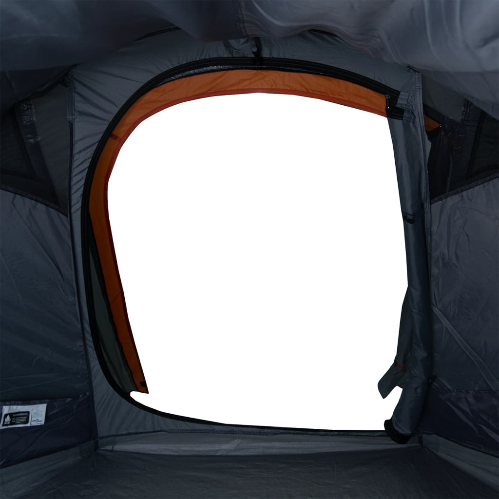 vidaXL Camping Tent Tunnel 2-Person Grey and Orange Waterproof