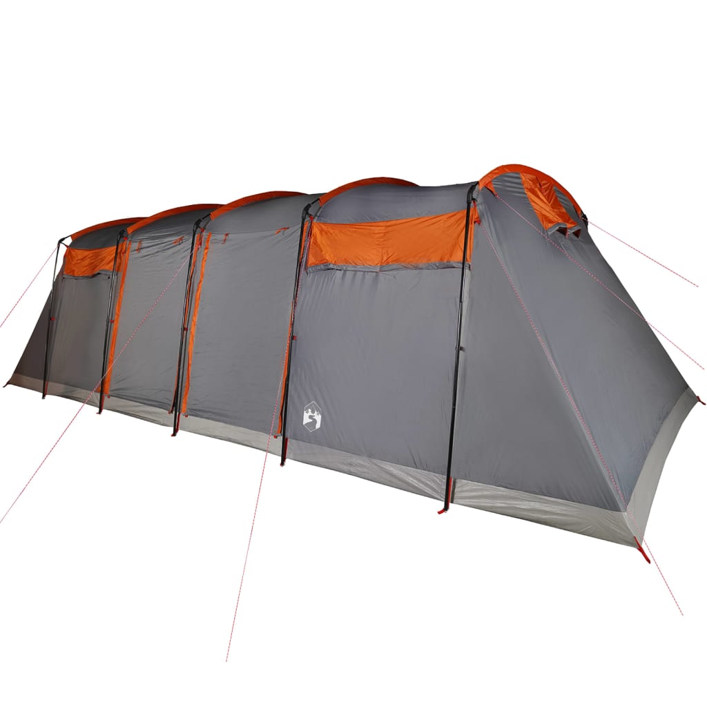 vidaXL Family Tent Tunnel 8-Person Grey and Orange Waterproof