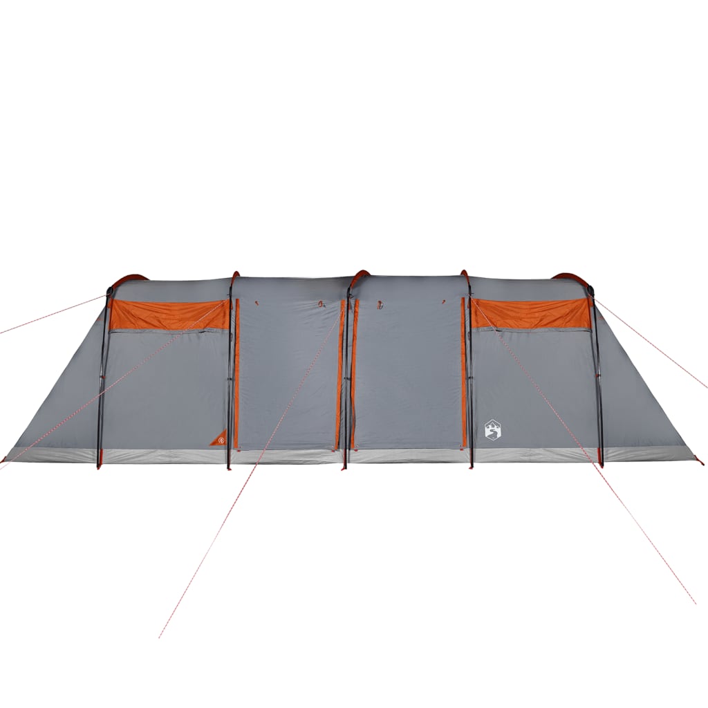 vidaXL Family Tent Tunnel 8-Person Grey and Orange Waterproof