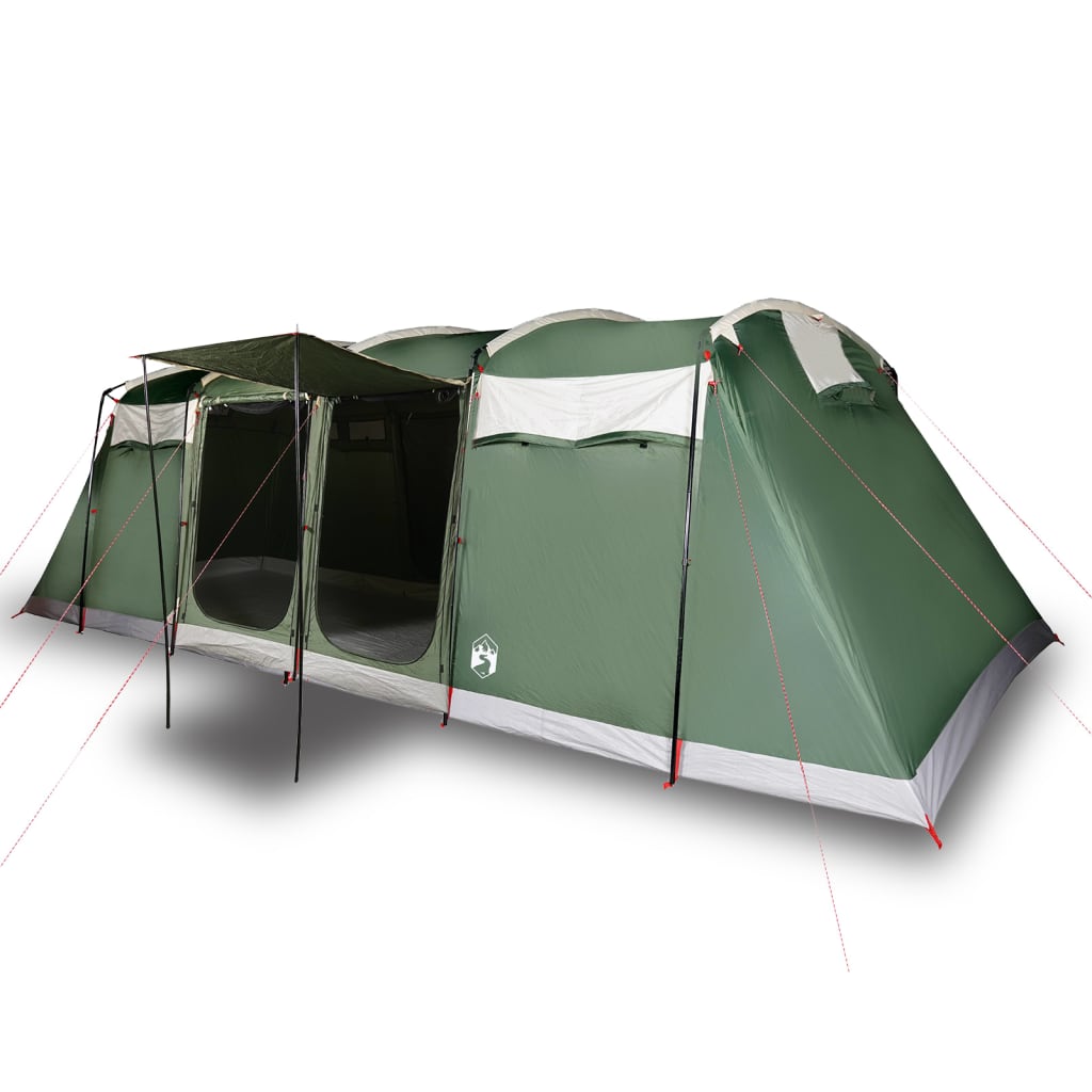 vidaXL Family Tent Tunnel 10-Person Green Waterproof