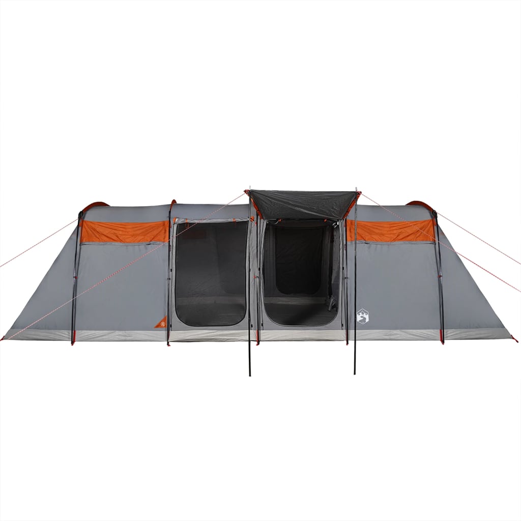 vidaXL Family Tent Tunnel 10-Person Grey and Orange Waterproof