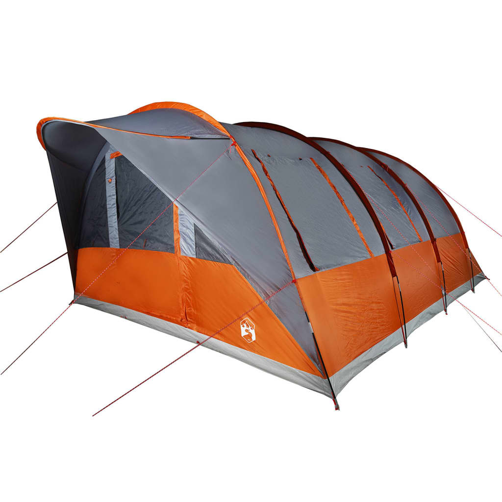 vidaXL Family Tent Tunnel 7-Person Grey and Orange Waterproof