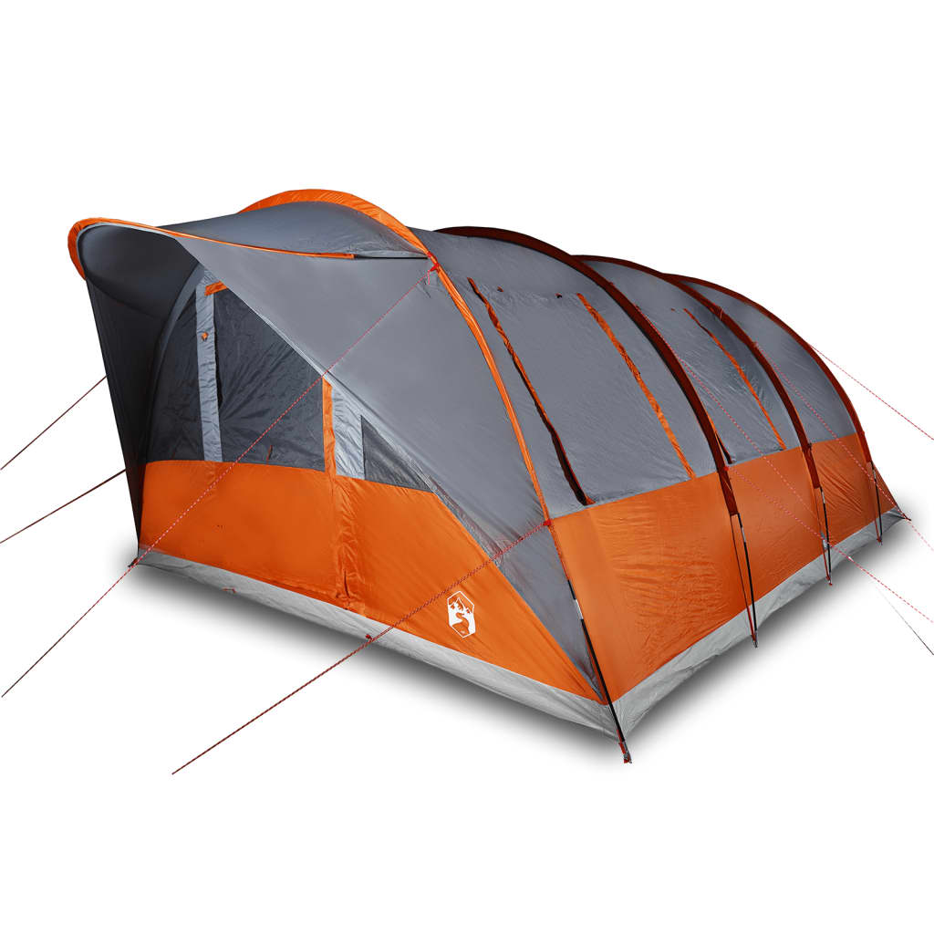 vidaXL Family Tent Tunnel 7-Person Grey and Orange Waterproof