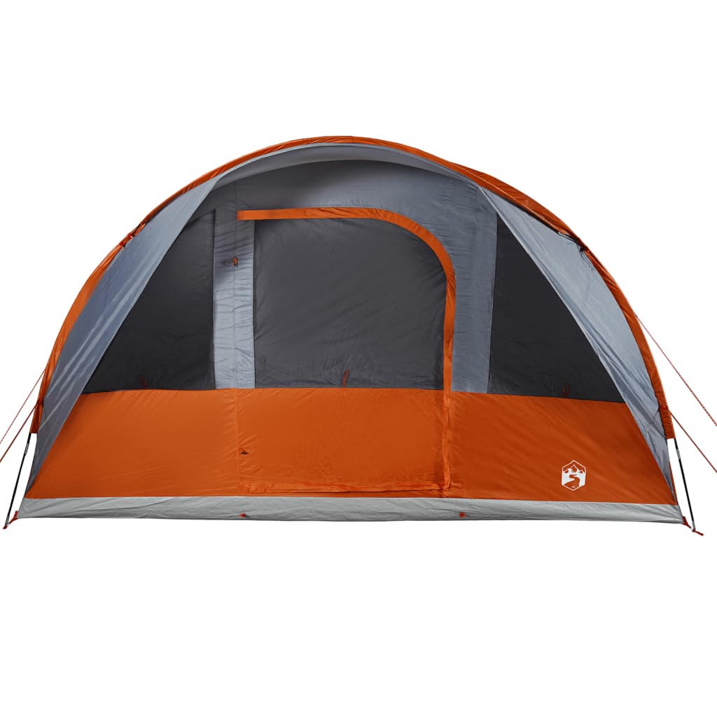 vidaXL Family Tent Tunnel 7-Person Grey and Orange Waterproof