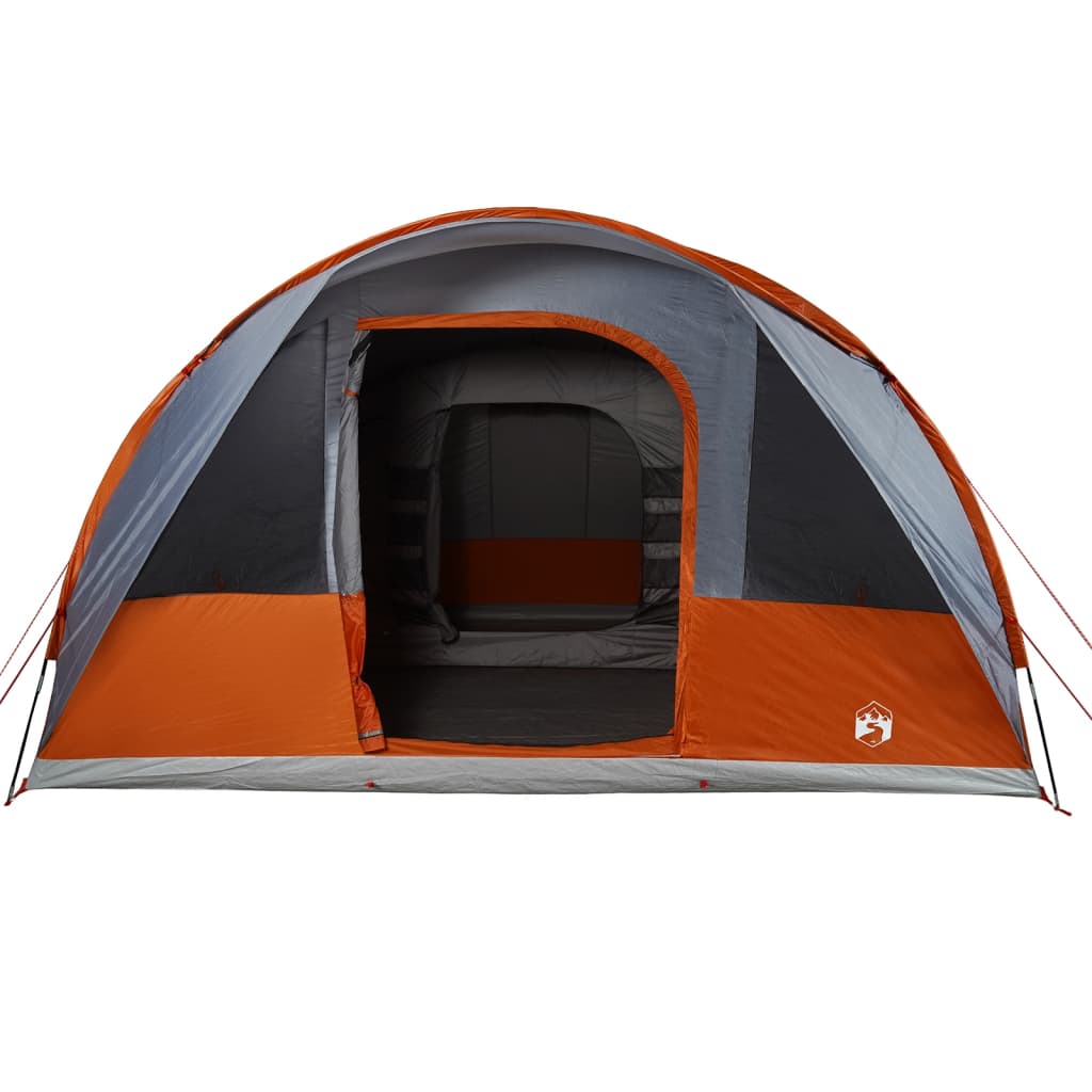 vidaXL Family Tent Tunnel 7-Person Grey and Orange Waterproof