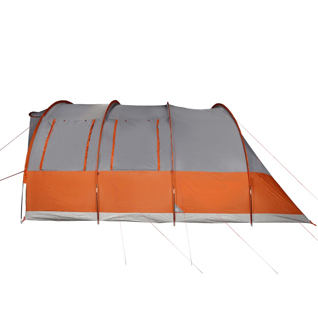 vidaXL Family Tent Tunnel 7-Person Grey and Orange Waterproof