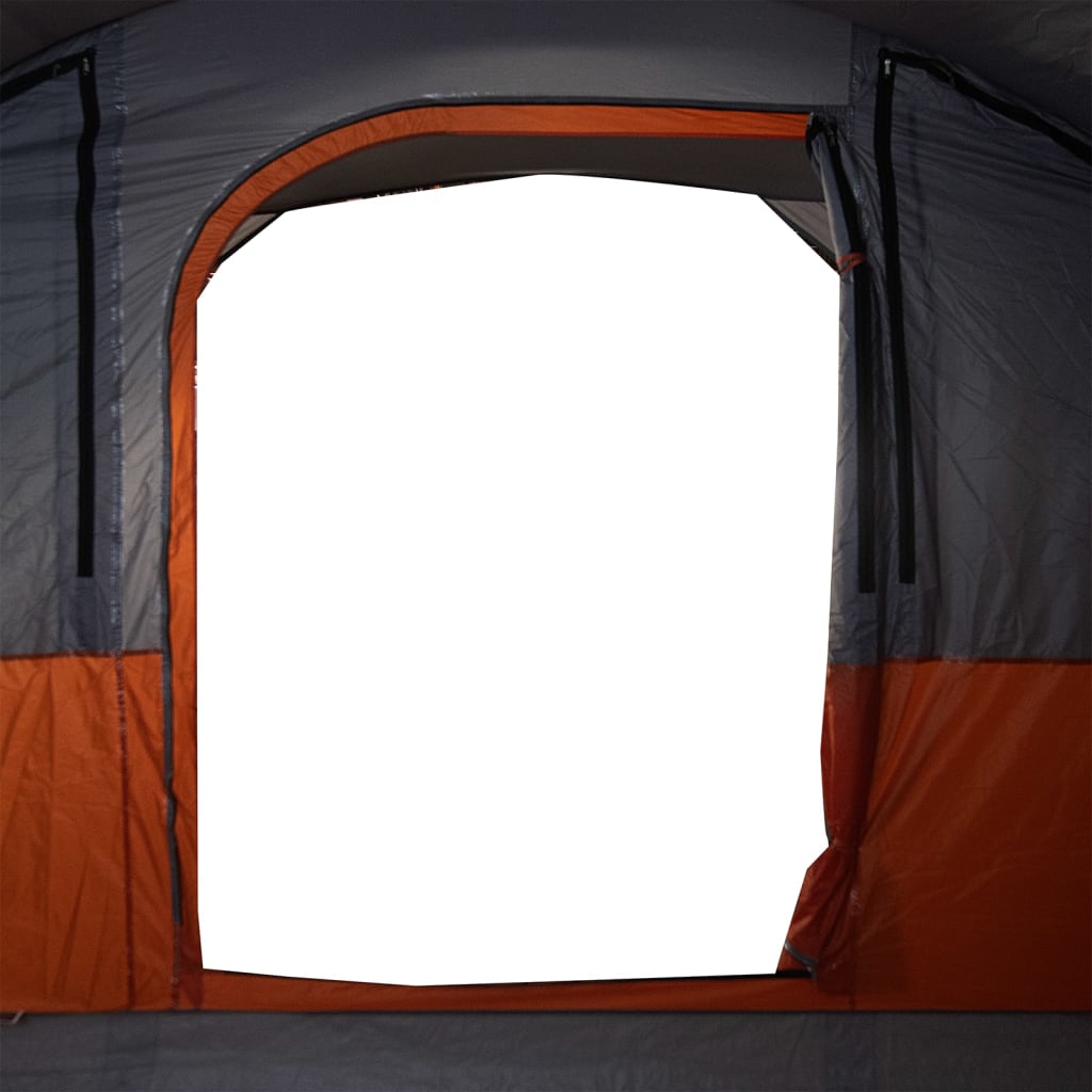 vidaXL Family Tent Tunnel 7-Person Grey and Orange Waterproof