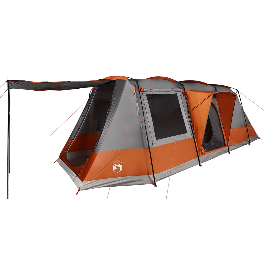 vidaXL Camping Tent Tunnel 4-Person Grey and Orange Waterproof