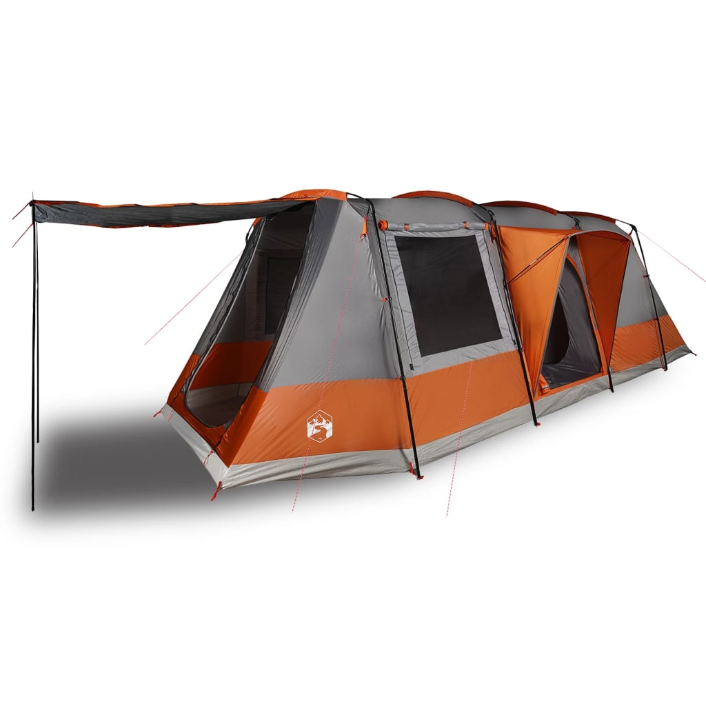 vidaXL Camping Tent Tunnel 4-Person Grey and Orange Waterproof