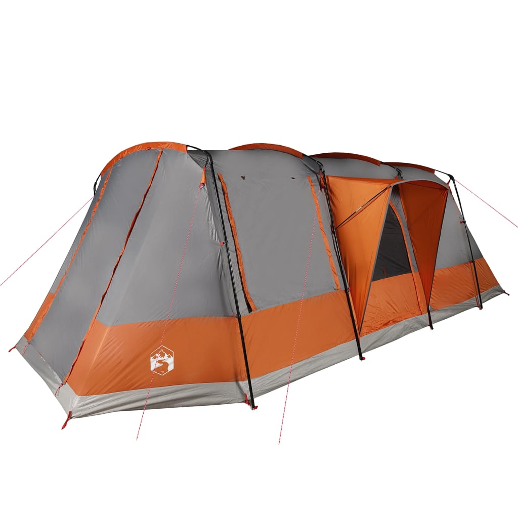 vidaXL Camping Tent Tunnel 4-Person Grey and Orange Waterproof