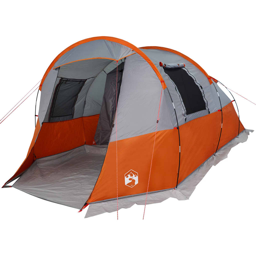 vidaXL Camping Tent Tunnel 4-Person Grey and Orange Waterproof