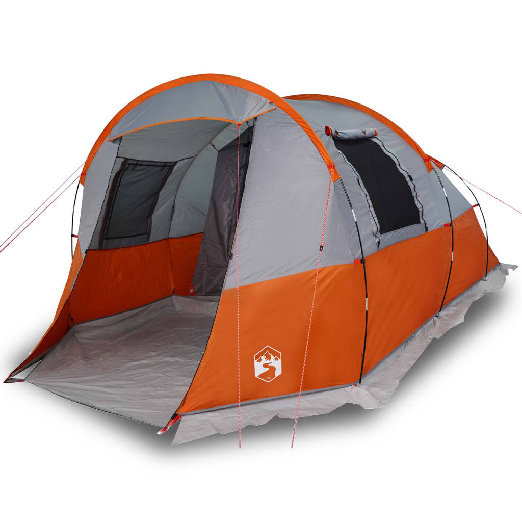 vidaXL Camping Tent Tunnel 4-Person Grey and Orange Waterproof