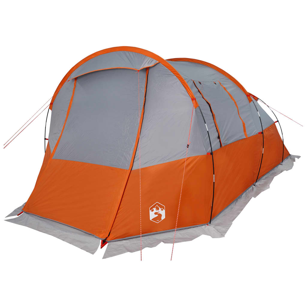 vidaXL Camping Tent Tunnel 4-Person Grey and Orange Waterproof