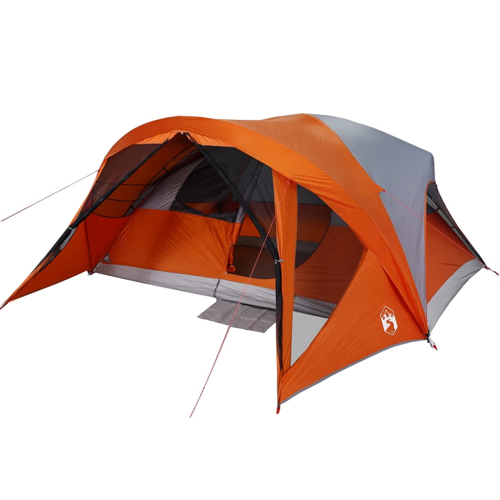 vidaXL Family Tent Cabin 6-Person Grey and Orange Waterproof