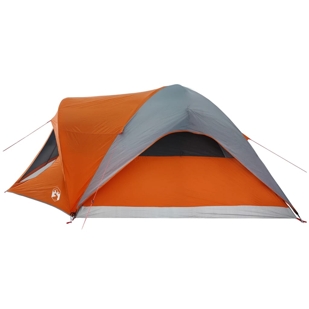 vidaXL Family Tent Cabin 6-Person Grey and Orange Waterproof