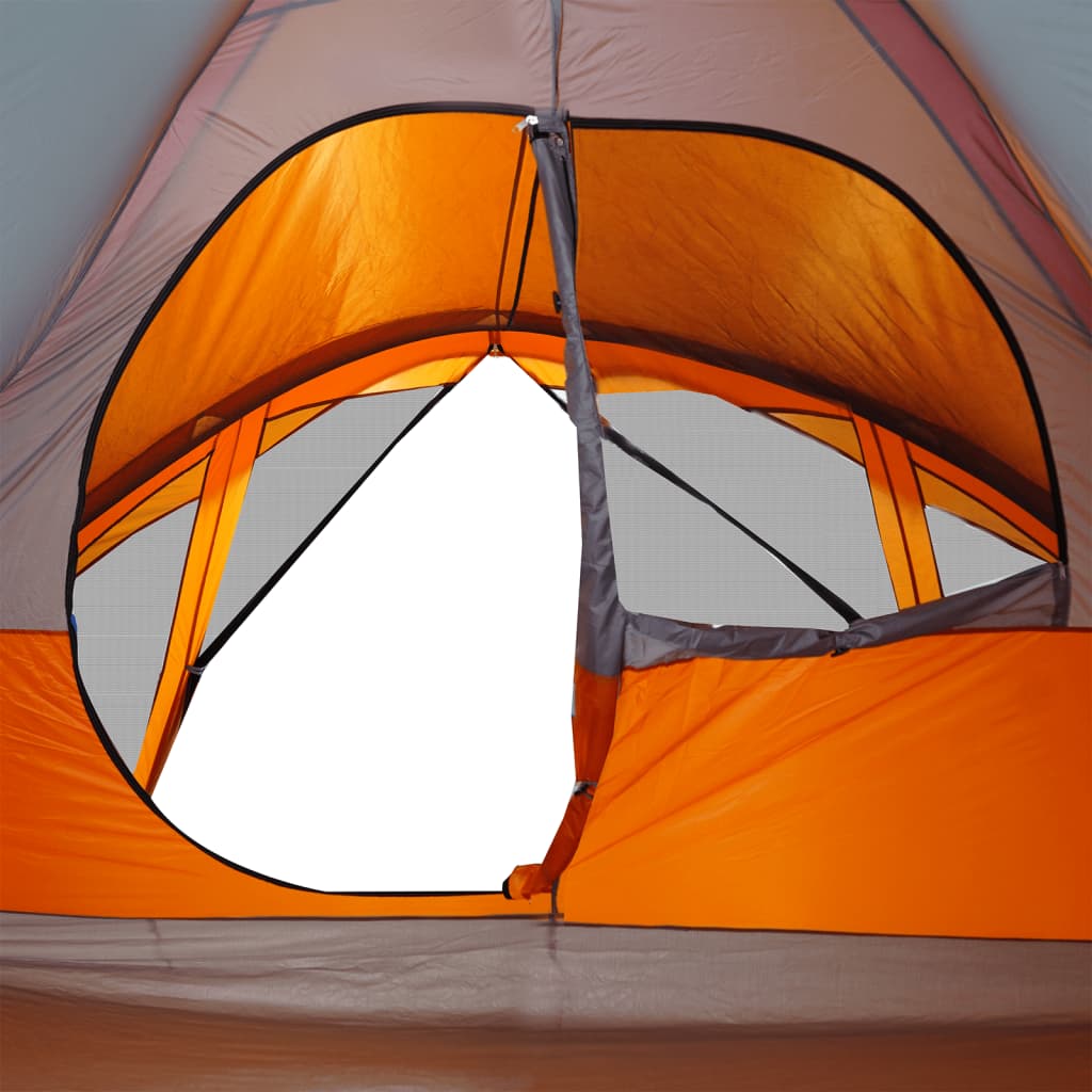 vidaXL Family Tent Cabin 6-Person Grey and Orange Waterproof