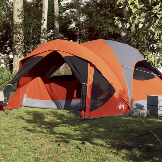 vidaXL Family Tent Cabin 6-Person Grey and Orange Waterproof