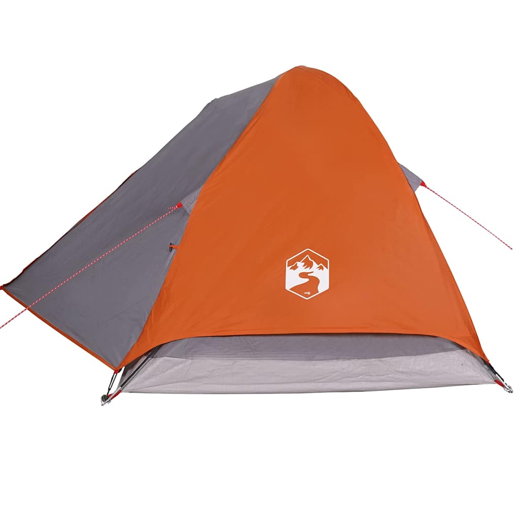 vidaXL Camping Tent Dome 2-Person Grey and Orange Waterproof