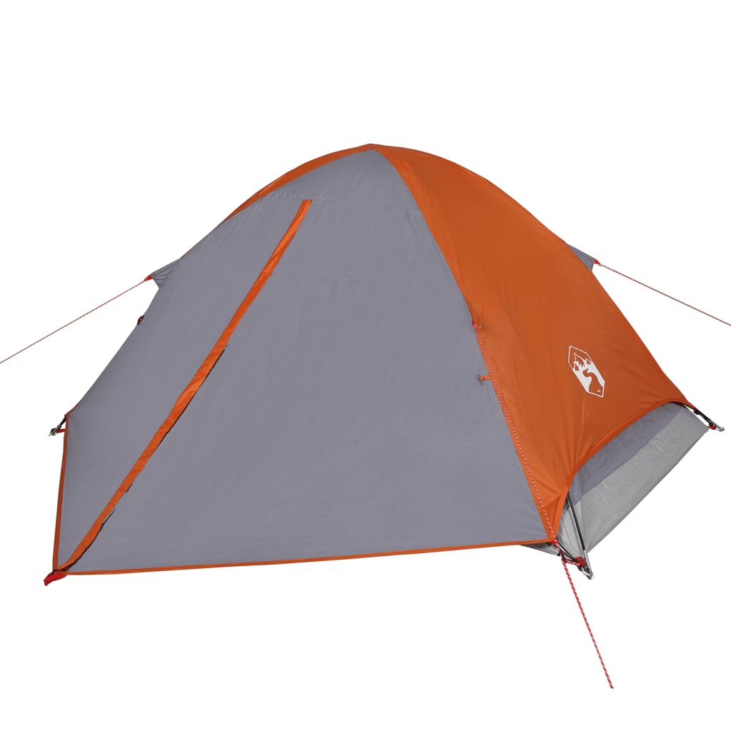 vidaXL Camping Tent Dome 4-Person Grey and Orange Waterproof