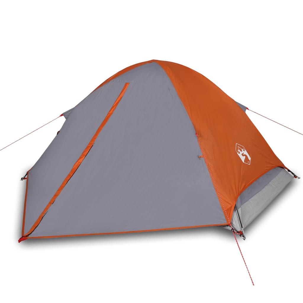 vidaXL Camping Tent Dome 4-Person Grey and Orange Waterproof