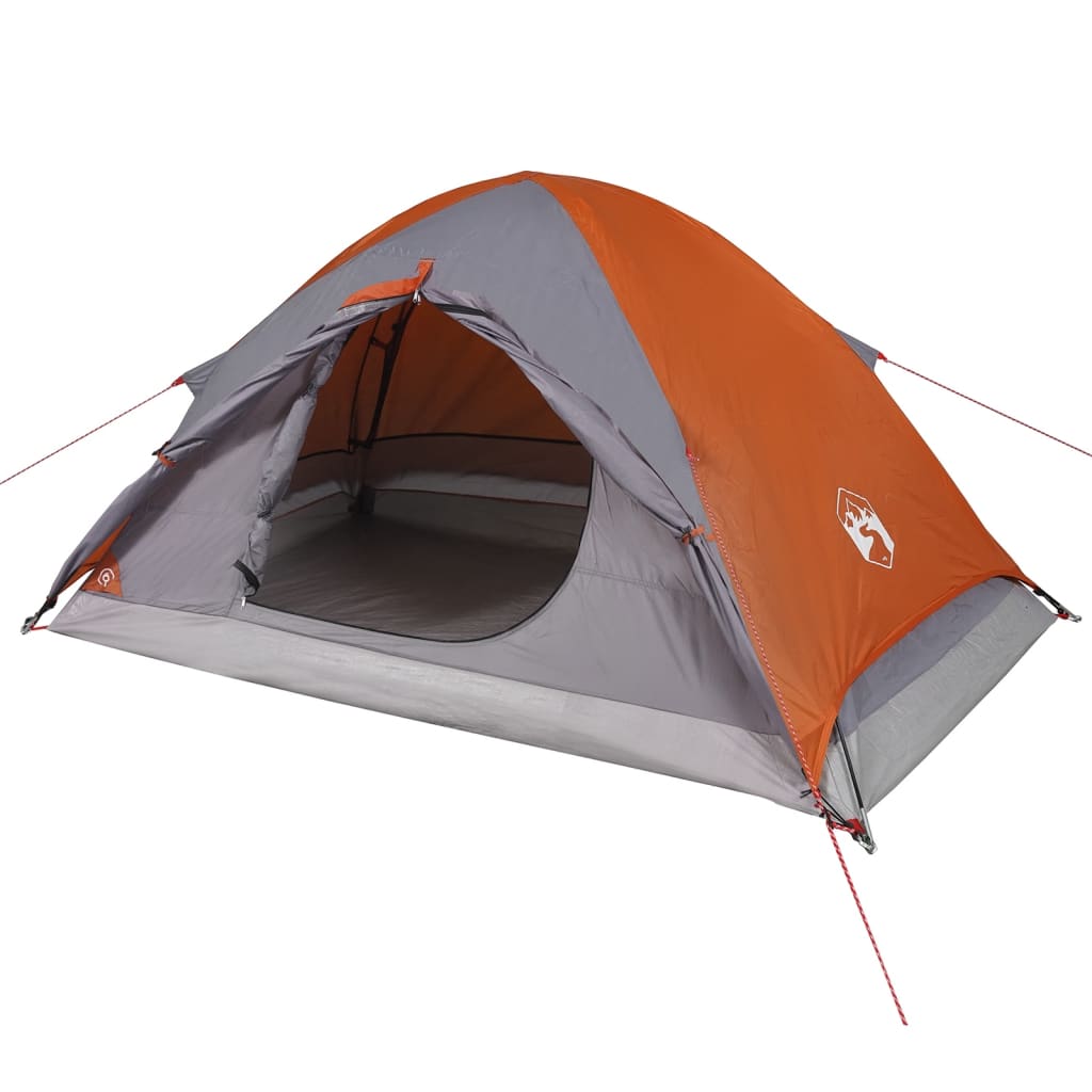 vidaXL Camping Tent Dome 4-Person Grey and Orange Waterproof