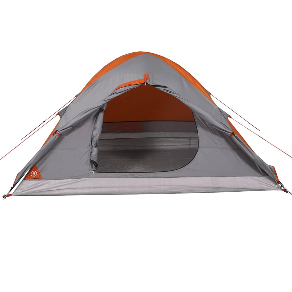 vidaXL Camping Tent Dome 4-Person Grey and Orange Waterproof